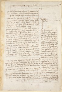 Arundel 263, f.26 Huomautuksia ja kaavioita pikakirjoitusmenetelmästä etäisyyksien mittaamiseen Codex Arundelista (kynä ja muste paperille) tekijältä Leonardo da Vinci