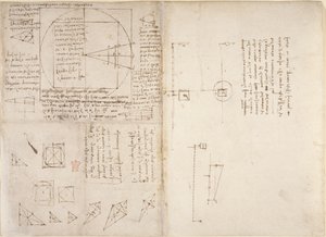 Arundel 263, f.72v, f.69 Huomautuksia ja kaavioita mekaniikasta ja painopisteestä, 