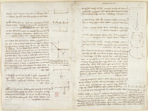Arundel 263, f.8v, f.7 Huomautuksia ja kaavioita mekaniikasta tekijältä Leonardo da Vinci