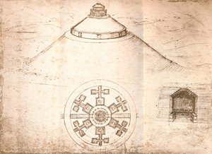 Suunnittelu mausoleumille, c1472-c1519 1883 tekijältä Leonardo da Vinci