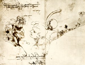 Kahden miehen pään luonnokset tekijältä Leonardo da Vinci