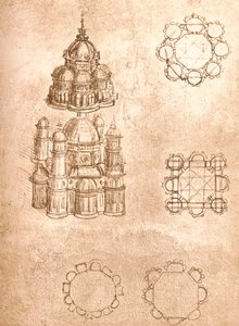 Piirustus kirkoista, c1472-c1519 1883 tekijältä Leonardo da Vinci
