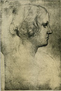 Naisen profiilin pää tekijältä Leonardo da Vinci