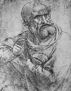 Puolipitkä apostoli oikealla kädellä ylhäällä, c1480 1945 tekijältä Leonardo da Vinci