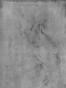 Vanhan miehen pää ja rintakuva vasemmalla, c1480 1945 tekijältä Leonardo da Vinci