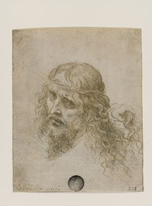 Orjantappuroilla kruunatun Kristuksen pää, n. 1500. tekijältä Leonardo da Vinci