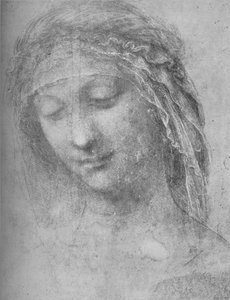 Naisen pää kolme neljäsosaa vasemmalle, c1480 1945 tekijältä Leonardo da Vinci