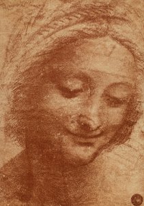 Naisen tai SantAnnan pää, Leonardo da Vincin piirustus, opinnäytetyö Sant Annan päähän maalausta varten, joka on nyt Louvressa, Madonna lapsen ja Sant Annan kanssa. Piirustus on Gallerie dellA:n galleriassa. tekijältä Leonardo da Vinci