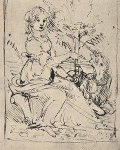 Neito yksisarvisen kanssa, c1478-1480 1945 tekijältä Leonardo da Vinci