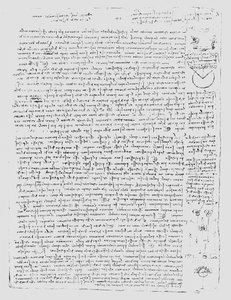 Sivu Codex Leicesteristä, 1508-12 tekijältä Leonardo da Vinci