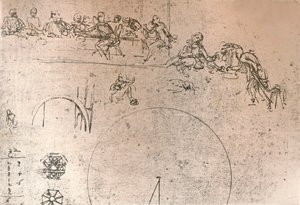 Valmisteleva luonnos "Viimeisen ehtoollisen" maalaamiseen, c1494-c1499 1883 tekijältä Leonardo da Vinci