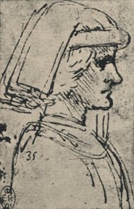 Nuoren miehen profiili, jolla on yllään saattaja, c1480 1945 tekijältä Leonardo da Vinci