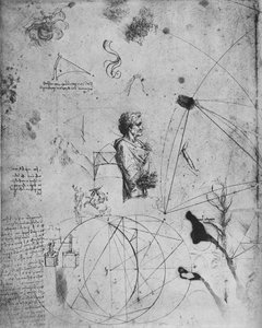 Vanhan miehen profiili, kasvit, geometriset hahmot jne., c1480 1945 tekijältä Leonardo da Vinci