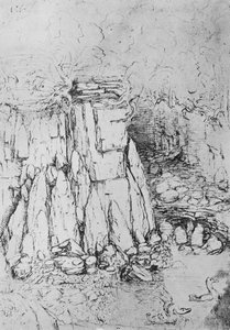 Rocks and Stream, c1480 1945 tekijältä Leonardo da Vinci