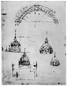 Tutkimuksia Milanon katedraalin keskuskupolille, 1400-luvun loppu 1954. tekijältä Leonardo da Vinci