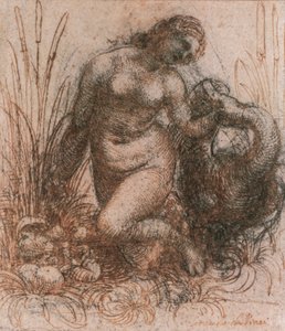 Leonardo da Vincin (1452-1519) tutkimus Ledalle ja joutsenelle, piirustus tekijältä Leonardo da Vinci