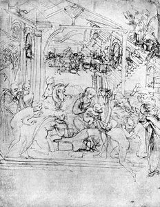 Tutkimus "Magien palvontaan", 1400-luku 1930. tekijältä Leonardo da Vinci