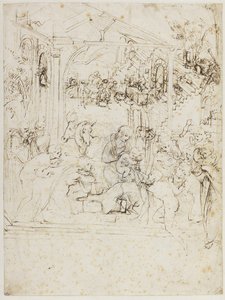 Tutkimus tietäjien palvonnasta, noin 1481. tekijältä Leonardo da Vinci