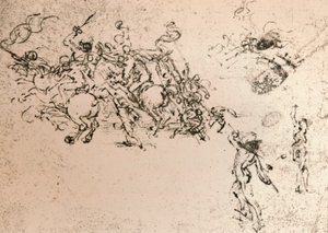 Tutkimus sarjakuvaa varten Anghiarin taistelusta, c1472-c1505 1883 tekijältä Leonardo da Vinci