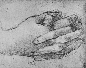 Study of Clusped Hands, c1480 1945 tekijältä Leonardo da Vinci