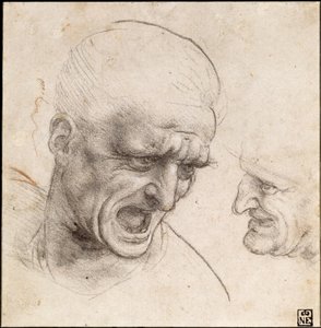Tutkimus kahdesta soturista" Päät Anghiarin taisteluun, 1504-05 tekijältä Leonardo da Vinci