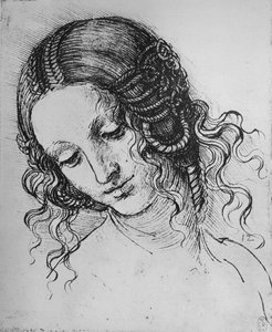 Study of a Womans Head, c1480 1945 tekijältä Leonardo da Vinci