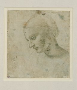 Naisen pää lähes profiilissa ... tekijältä Leonardo da Vinci
