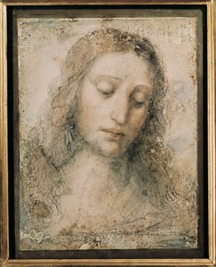 ""Kristus Lunastajan pää"" Leonardo da Vincin oppilaan piirustus tekijältä Leonardo da Vinci