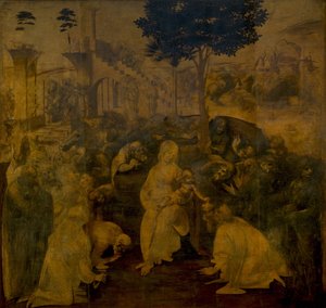 The Adoration of the Magi, n. 1480 tekijältä Leonardo da Vinci