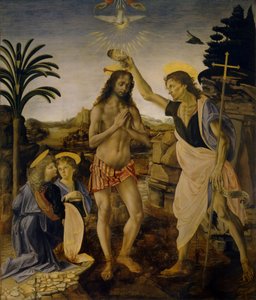 Kristuksen kaste, noin 1470-1475 tekijältä Leonardo da Vinci