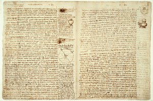 Codex Hammer, sivut 124-127, 1508-12 tekijältä Leonardo da Vinci