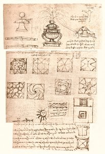 Kolme arkkitehtonista piirustusta, c1472-c1519 1883 tekijältä Leonardo da Vinci