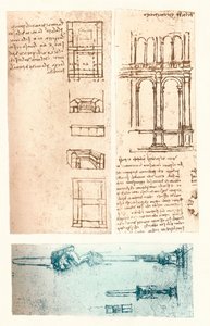Kolme arkkitehtonista piirustusta, c1472-c1519 1883 tekijältä Leonardo da Vinci