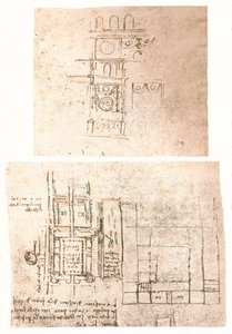Kaksi arkkitehtonista piirustusta, c1472-c1519 1883 tekijältä Leonardo da Vinci