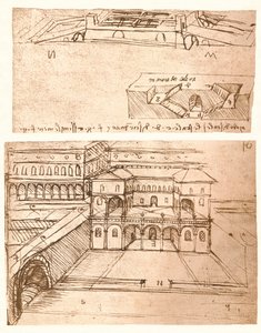 Kaksi piirustusta kaupunkien suunnitelmista, c1472-c1519 1883 tekijältä Leonardo da Vinci