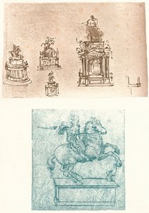 Kaksi valmistelevaa tutkimusta Sforza-monumentille, c1482-c1499 1883 tekijältä Leonardo da Vinci