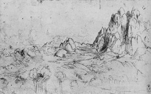 Näkymä vuoristoon, c1480 1945 tekijältä Leonardo da Vinci
