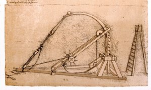 Sotakone: Leonard de Vincin (Leonardo da Vinci) (1452 - 1519) katapulttitutkimus. tekijältä Leonardo da Vinci
