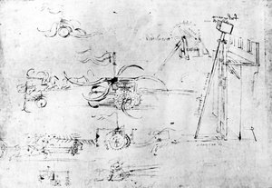 Asemallit, fol. 40v-a (kynä ja muste paperille) tekijältä Leonardo da Vinci