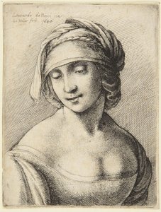 Nainen, jolla on kaulahuivi tekijältä Leonardo da Vinci