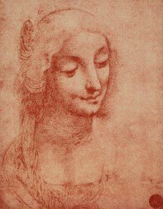 Naisen kasvot, Leonardo da Vincin piirustus. Accademia Galleries, Venetsia tekijältä Leonardo da Vinci