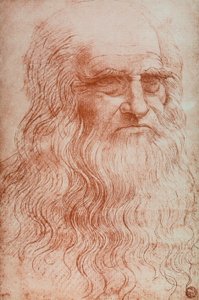 Leonardo da Vincin muotokuva, kopio Leonardo da Vincin omakuvasta, sanguine, Accademia Gallery, Venetsia tekijältä Leonardo da after Vinci