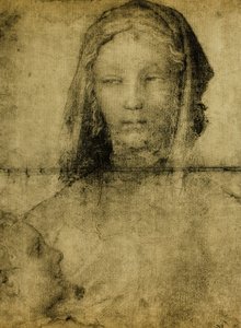 Opiskelu Neitsyelle; piirros Leonardon koulusta. Louvre, Pariisi tekijältä Leonardo da school of Vinci