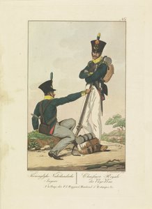 Kaksi metsästäjää, 1814-1818 Koninglyke Nederlandsche Jagers / Chasseurs Royale des Pays-Bas (otsikko esineessä) Seitsemän yhtenäistä esitystä 1814-1818 (sarjan nimi)