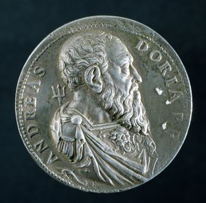 Andrea Dorian (1466-1560) muotokuvamedaljonki (kääntöpuoli), n. 1541 (hopea) (katso kääntöpuoli 122338)
