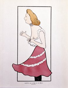 Armande Cassive, teoksessa "La Dame de Chez Maxim", pilapiirros. tekijältä Leonetto Cappiello
