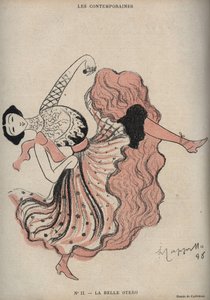 Caroline (La Belle) Oteron (1868-1965), espanjalaisen tanssijan ja kurtisaanin muotokuva - Leonetto Cappiellon (1875-1942) piirros elokuvassa "The Rire" vuodelta 1898 tekijältä Leonetto Cappiello