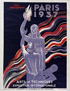 Juliste vuoden 1937 kansainvälisestä näyttelystä Pariisissa, 1937.