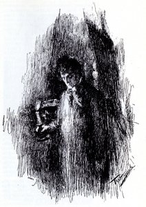 Kuvitus M. Lermontovin draamaan Naamiaiset, 1891 tekijältä Leonid Osipovic Pasternak