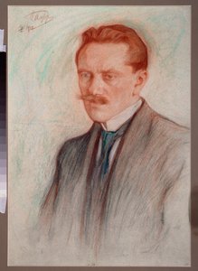 Runoilija Jurgis Baltrusaitis (1873-1944) muotokuva. Leonid Osipovich Pasternakin (1862-1945) teos, sanguine ja liitu paperille tekijältä Leonid Osipovic Pasternak